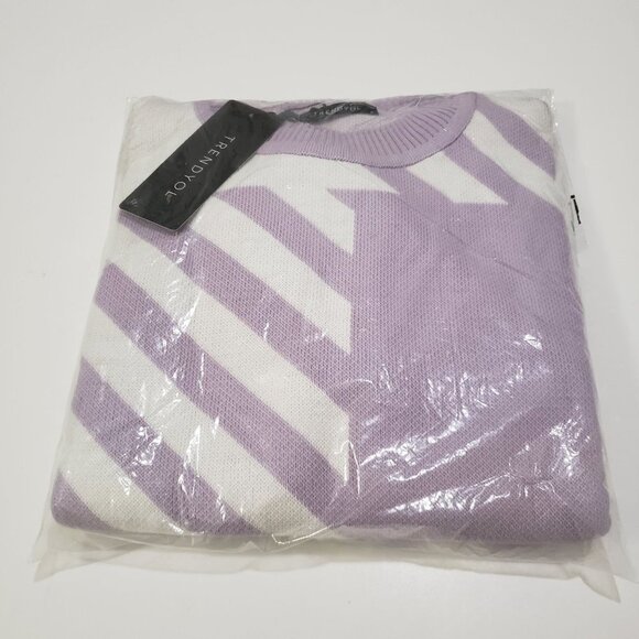 NWT Trendyol Lilac‎ Colorblock Knit Sweater Size Medum - Picture 5 of 7